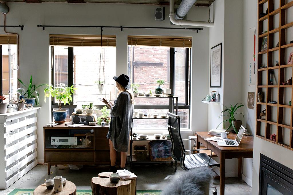 Home office with abundant natural light